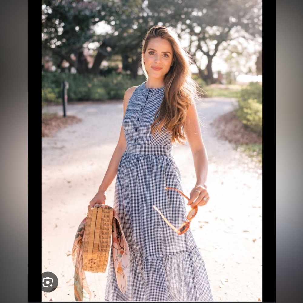 Gal Meets Glam Ardith Gingham Midi Sleeveless Dress